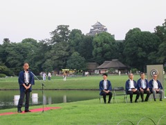 夏の烏城灯源郷・夏の幻想庭園オープニングセレモニーが岡山後楽園で行われ、大森雅夫岡山市長が出席しました。